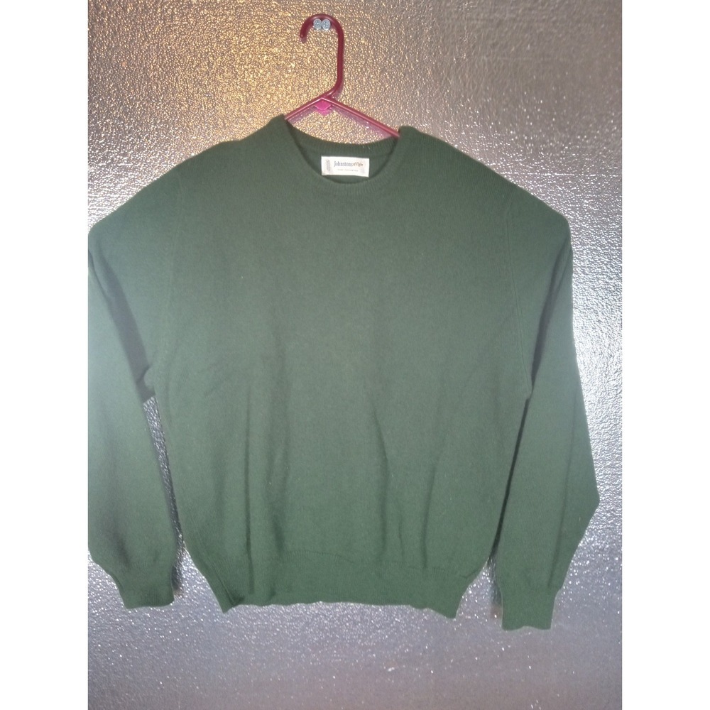 Johnstons Of Elgin Mens 100% Cashmere Raglan Sleeve Crewneck Sweater Green 2XL - Picture 2 of 8